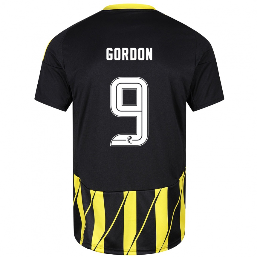 Niño Fútbol Camiseta Lauren Gordon #9 Negro Amarillo 2ª Equipación 2024/25