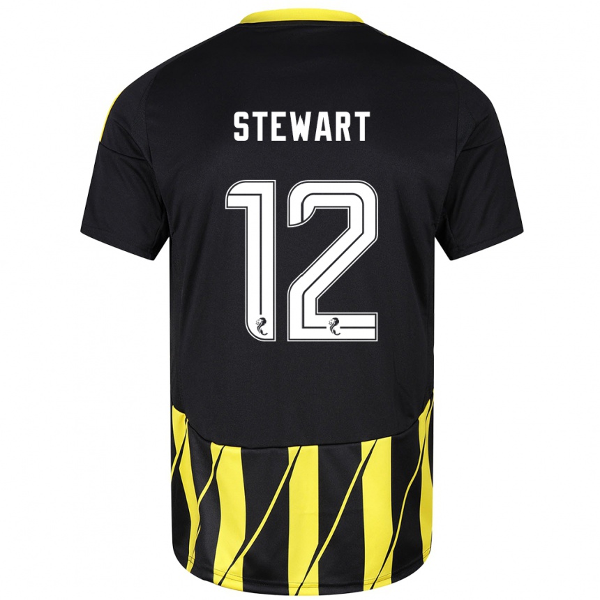 Niño Fútbol Camiseta Hannah Stewart #12 Negro Amarillo 2ª Equipación 2024/25