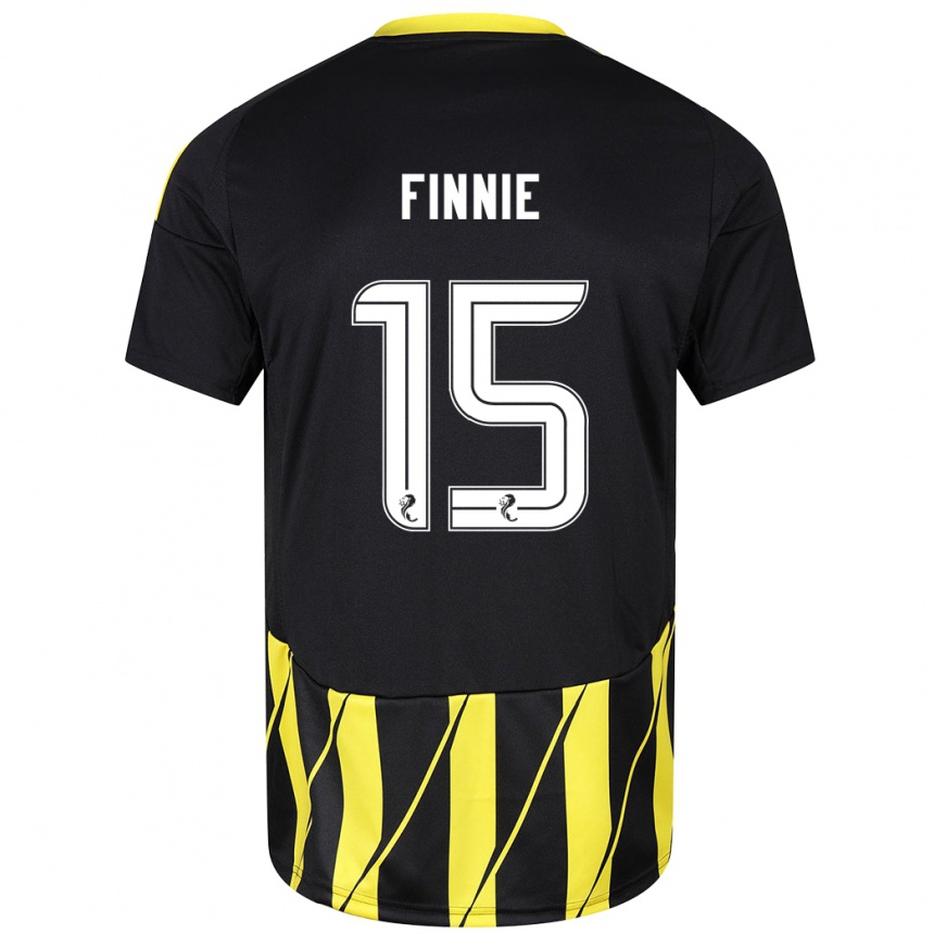 Niño Fútbol Camiseta Maddison Finnie #15 Negro Amarillo 2ª Equipación 2024/25