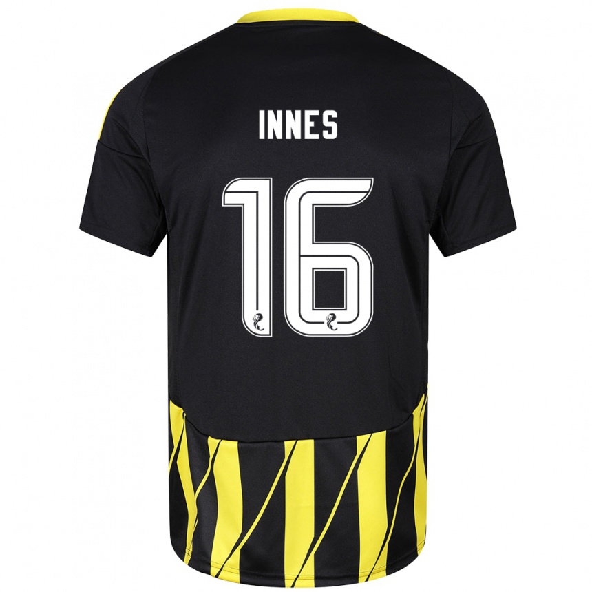 Niño Fútbol Camiseta Hannah Innes #16 Negro Amarillo 2ª Equipación 2024/25