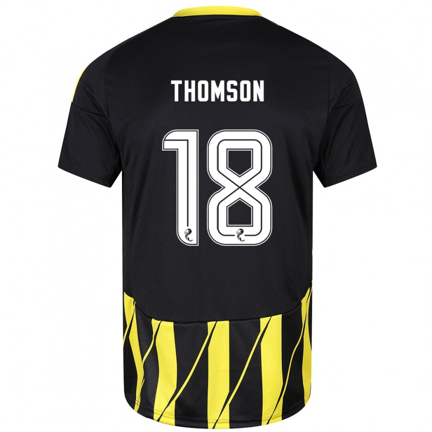 Niño Fútbol Camiseta Eva Thomson #18 Negro Amarillo 2ª Equipación 2024/25