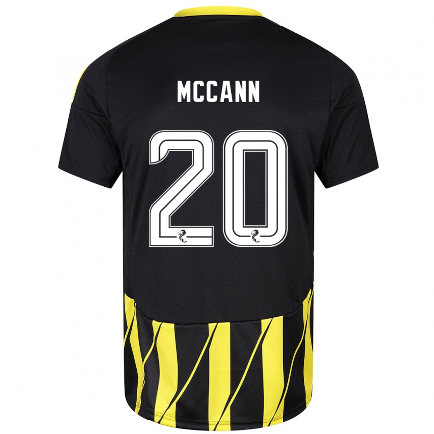 Niño Fútbol Camiseta Annalisa Mccann #20 Negro Amarillo 2ª Equipación 2024/25