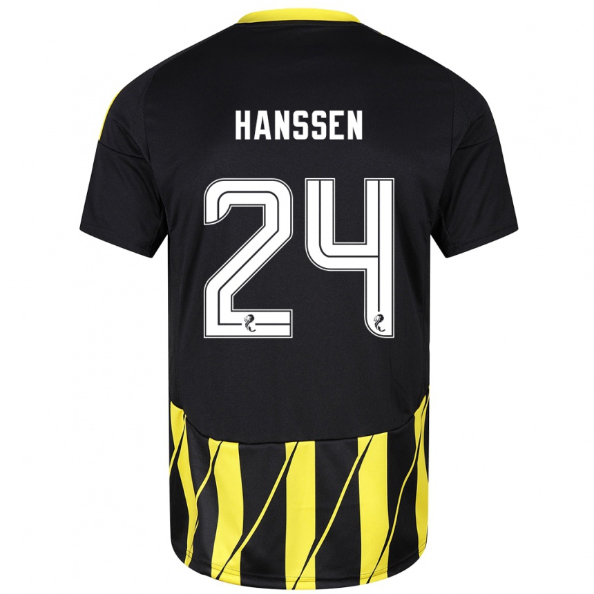 Niño Fútbol Camiseta Nadine Hanssen #24 Negro Amarillo 2ª Equipación 2024/25