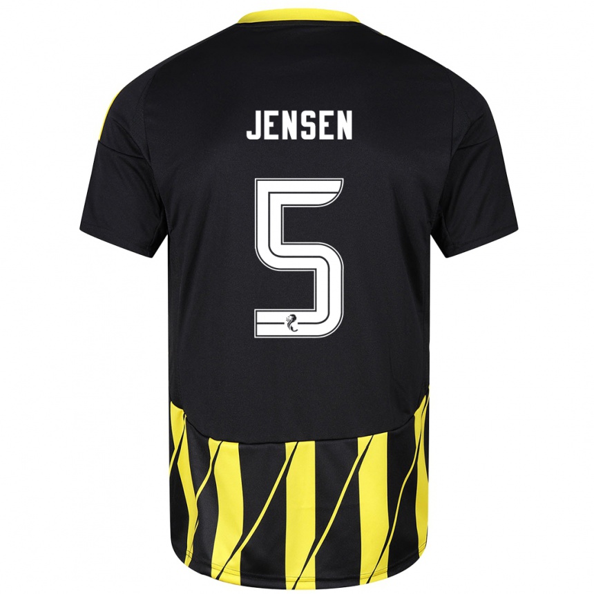 Niño Fútbol Camiseta Richard Jensen #5 Negro Amarillo 2ª Equipación 2024/25