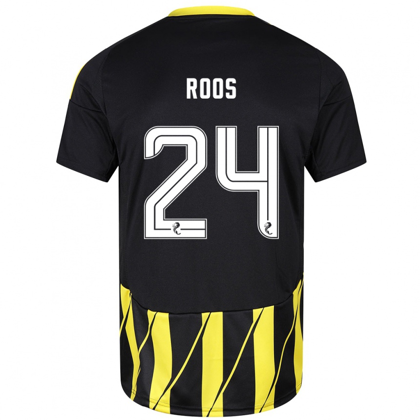 Niño Fútbol Camiseta Kelle Roos #24 Negro Amarillo 2ª Equipación 2024/25