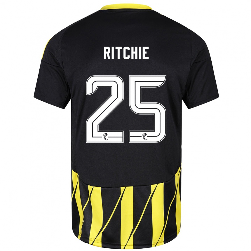 Niño Fútbol Camiseta Tom Ritchie #25 Negro Amarillo 2ª Equipación 2024/25