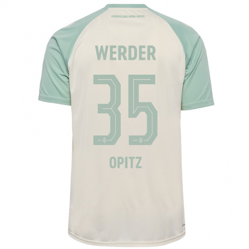 Niño Fútbol Camiseta Leon Opitz #35 Blanquecino Verde Claro 2ª Equipación 2024/25