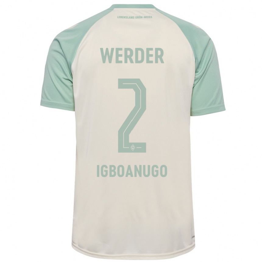 Niño Fútbol Camiseta David Igboanugo #2 Blanquecino Verde Claro 2ª Equipación 2024/25