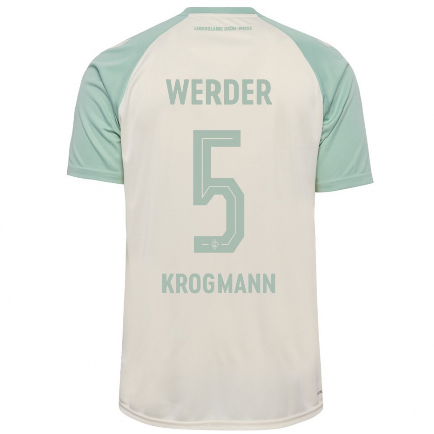 Niño Fútbol Camiseta Avid Krogmann #5 Blanquecino Verde Claro 2ª Equipación 2024/25