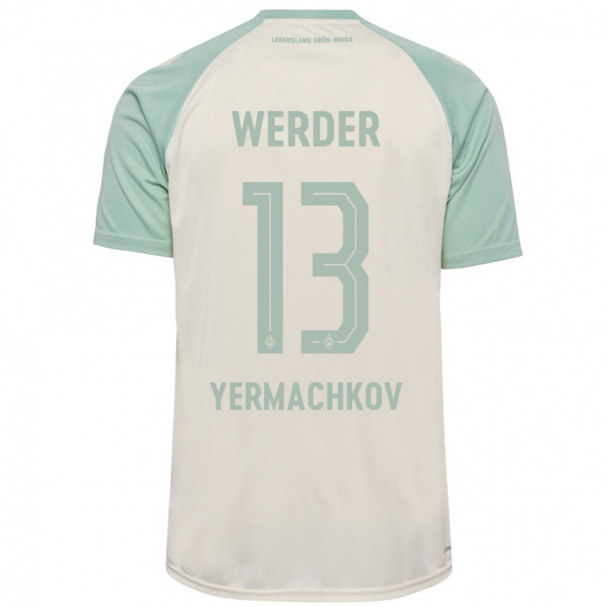 Niño Fútbol Camiseta Ivan Yermachkov #13 Blanquecino Verde Claro 2ª Equipación 2024/25