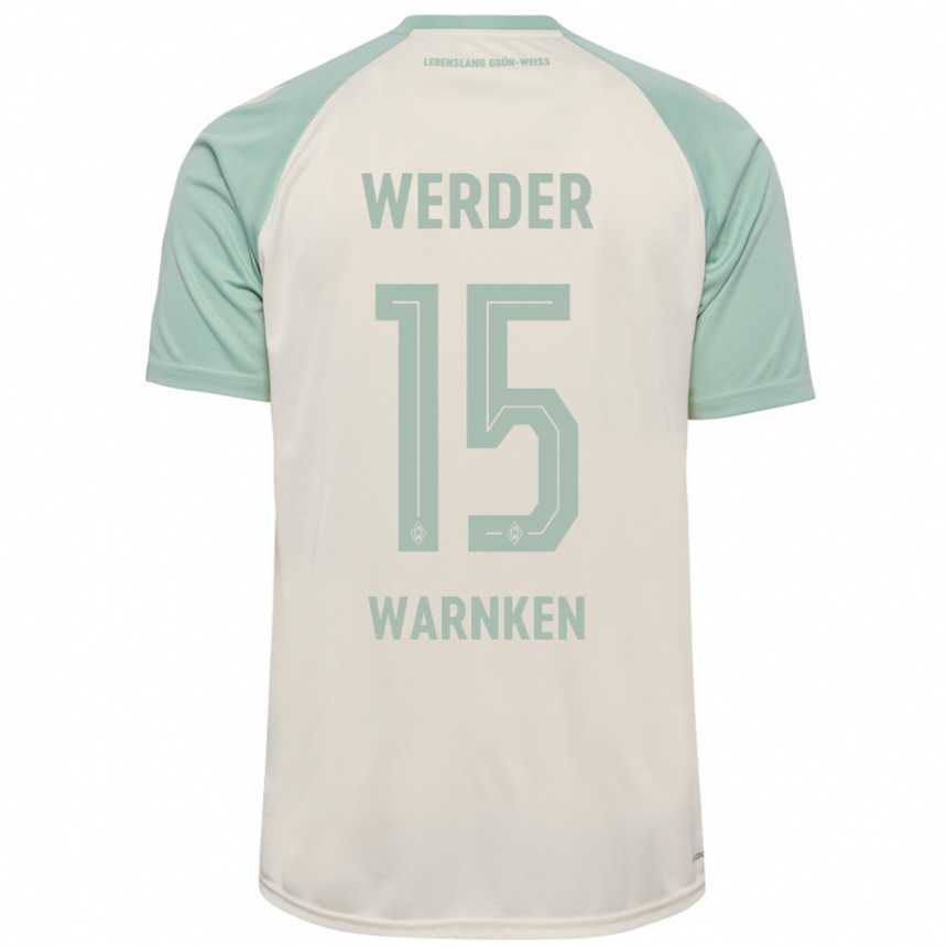 Niño Fútbol Camiseta Jannes Warnken #15 Blanquecino Verde Claro 2ª Equipación 2024/25