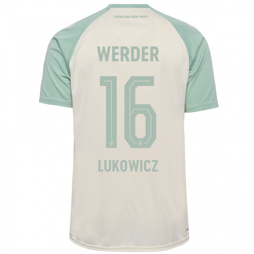 Niño Fútbol Camiseta Maik Lukowicz #16 Blanquecino Verde Claro 2ª Equipación 2024/25