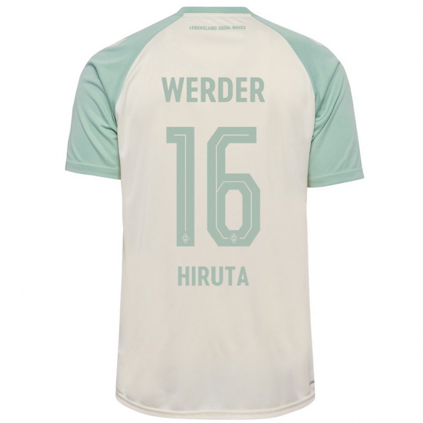 Niño Fútbol Camiseta Ikumi Hiruta #16 Blanquecino Verde Claro 2ª Equipación 2024/25