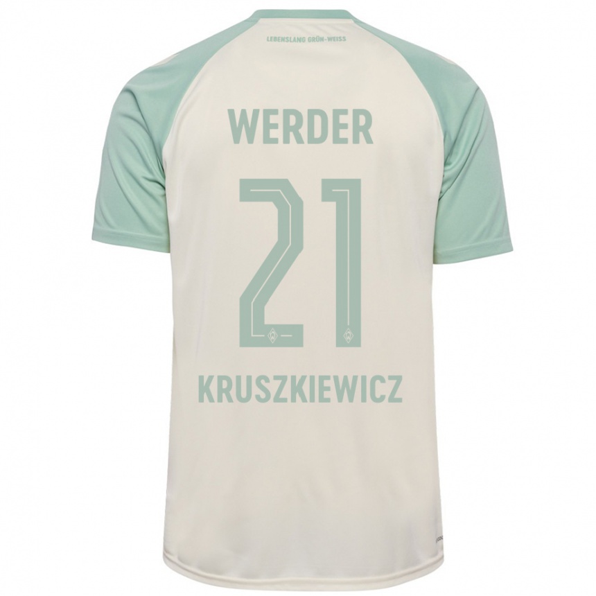 Niño Fútbol Camiseta Jakub Kruszkiewicz #21 Blanquecino Verde Claro 2ª Equipación 2024/25