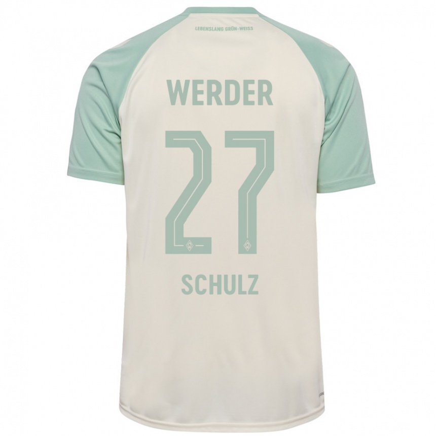 Niño Fútbol Camiseta Ole Schulz #27 Blanquecino Verde Claro 2ª Equipación 2024/25