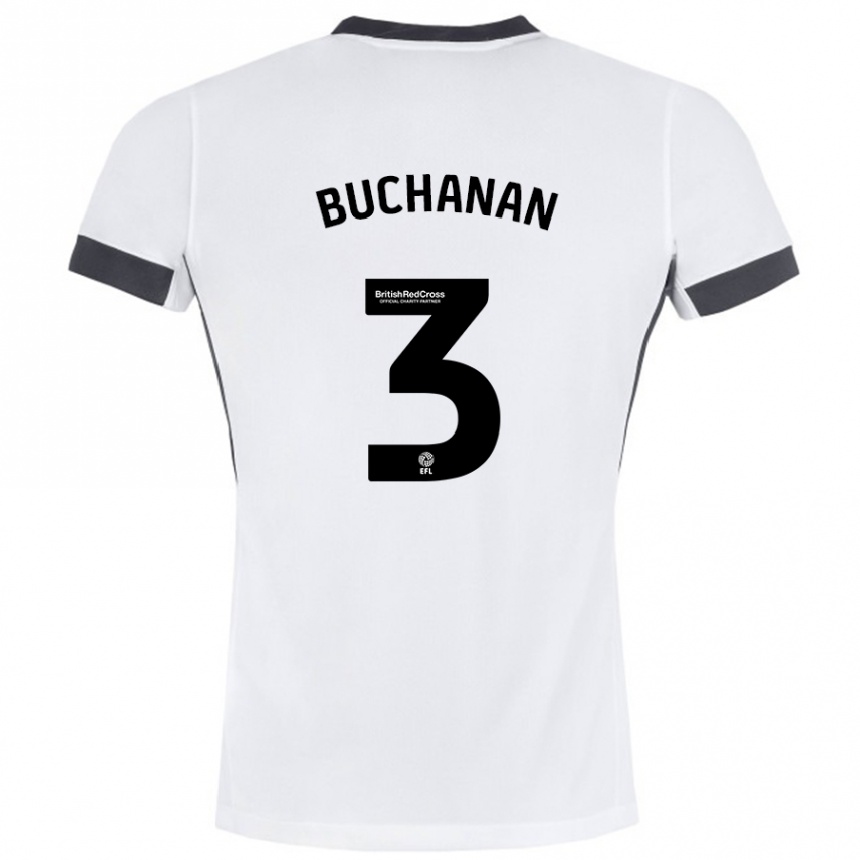 Niño Fútbol Camiseta Lee Buchanan #3 Blanco Negro 2ª Equipación 2024/25