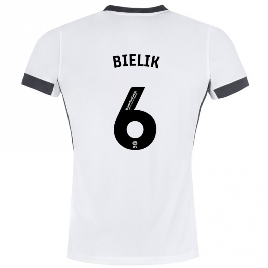 Niño Fútbol Camiseta Krystian Bielik #6 Blanco Negro 2ª Equipación 2024/25