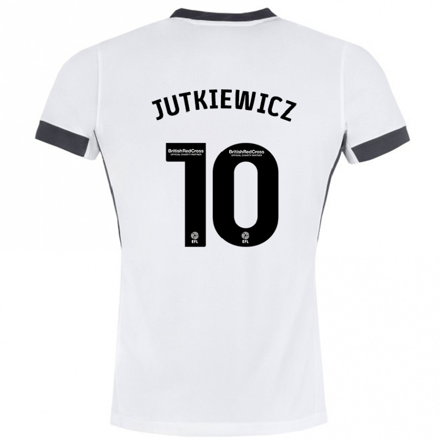 Niño Fútbol Camiseta Lukas Jutkiewicz #10 Blanco Negro 2ª Equipación 2024/25