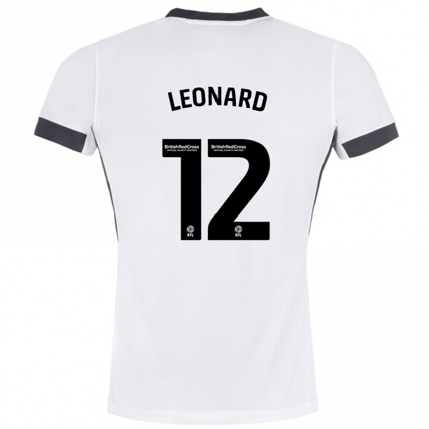 Niño Fútbol Camiseta Marc Leonard #12 Blanco Negro 2ª Equipación 2024/25