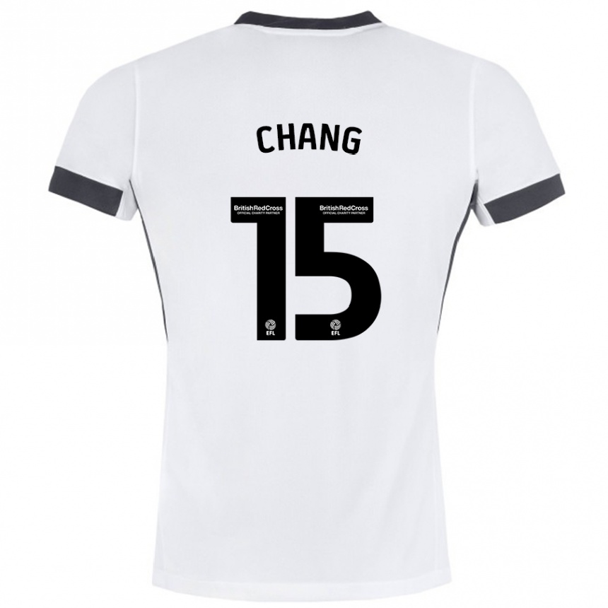 Niño Fútbol Camiseta Alfie Chang #15 Blanco Negro 2ª Equipación 2024/25