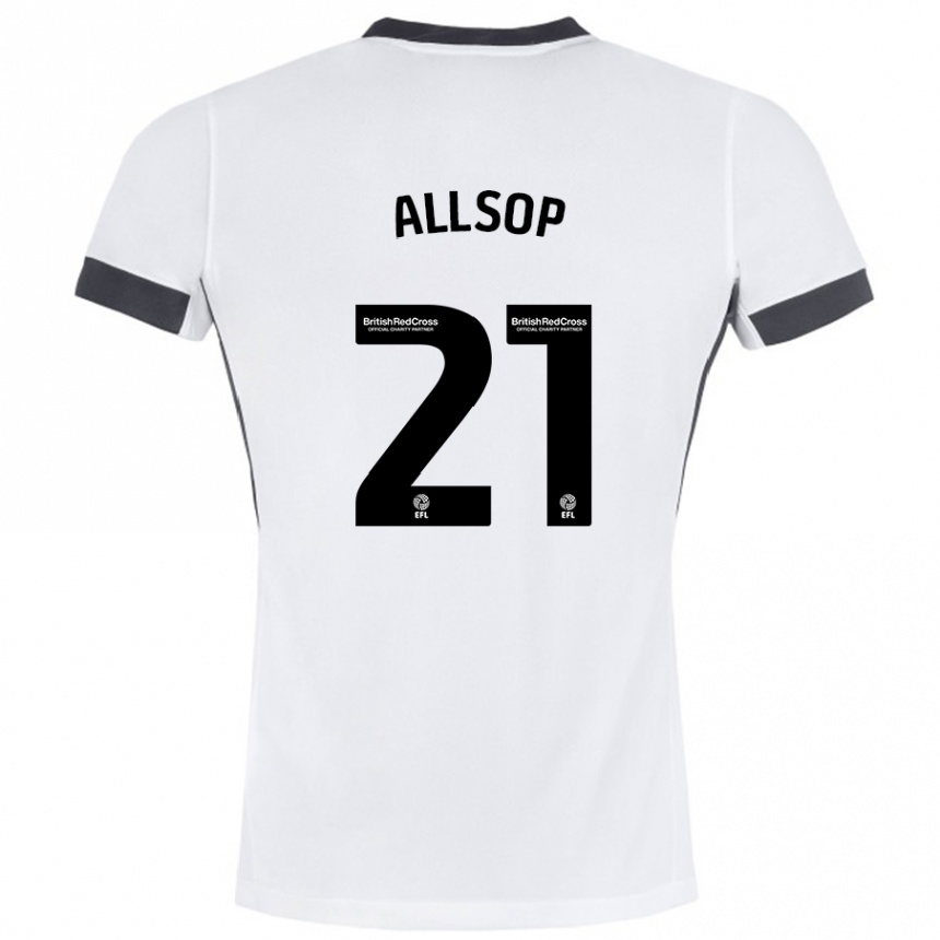 Niño Fútbol Camiseta Ryan Allsop #21 Blanco Negro 2ª Equipación 2024/25