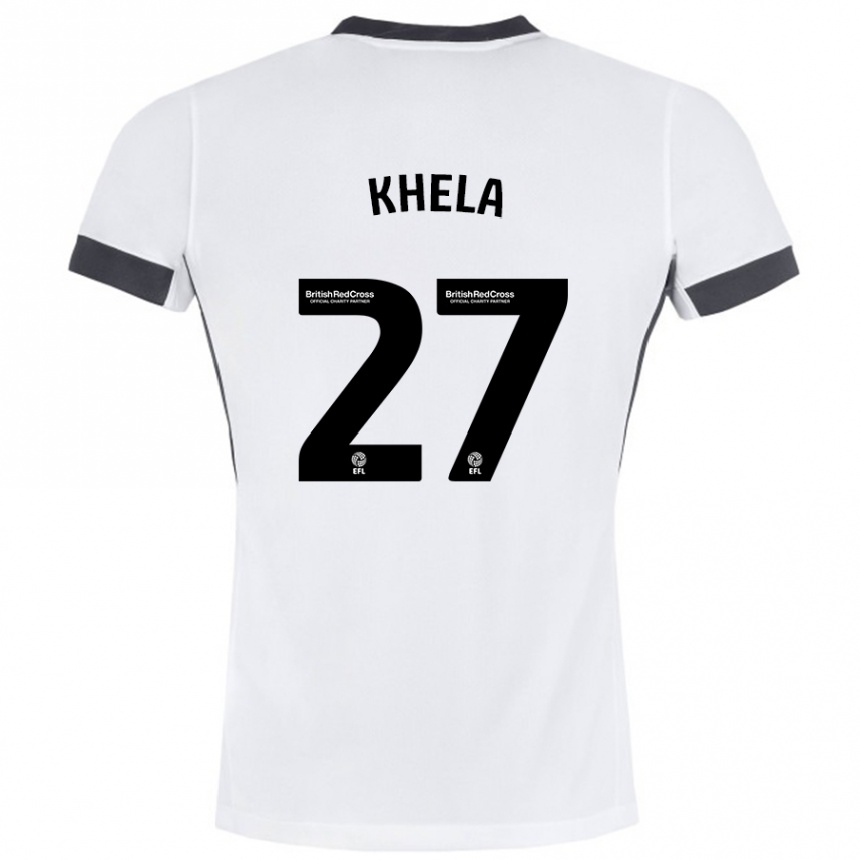 Niño Fútbol Camiseta Brandon Khela #27 Blanco Negro 2ª Equipación 2024/25