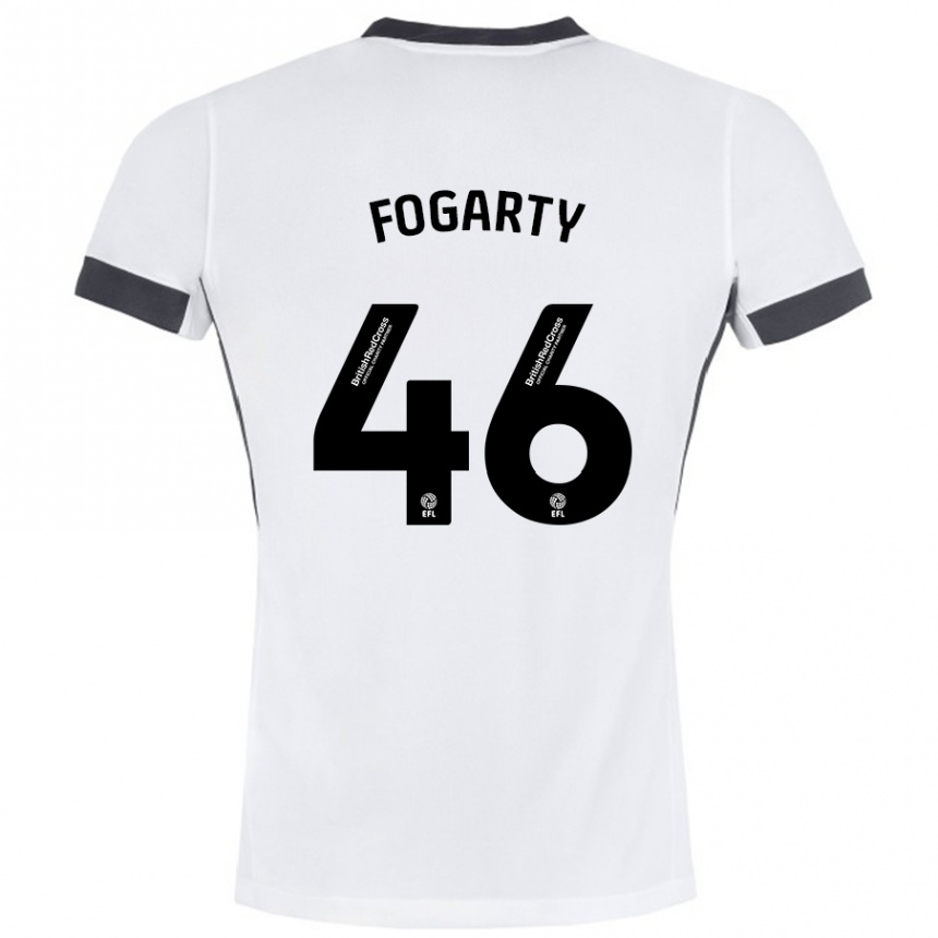 Niño Fútbol Camiseta Tom Fogarty #46 Blanco Negro 2ª Equipación 2024/25