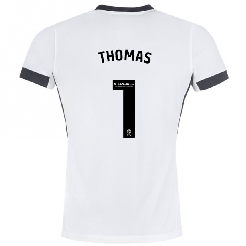 Niño Fútbol Camiseta Lucy Thomas #1 Blanco Negro 2ª Equipación 2024/25