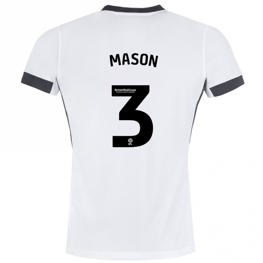 Niño Fútbol Camiseta Ellie Mason #3 Blanco Negro 2ª Equipación 2024/25