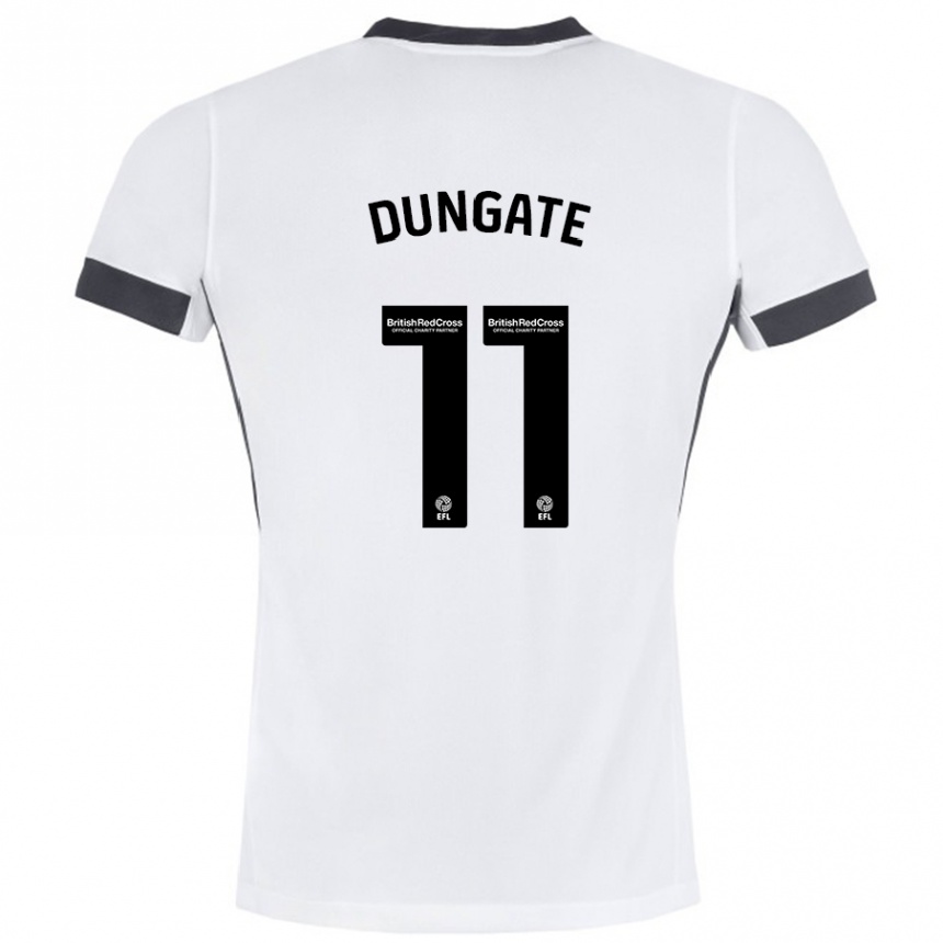 Niño Fútbol Camiseta Katie Dungate #11 Blanco Negro 2ª Equipación 2024/25