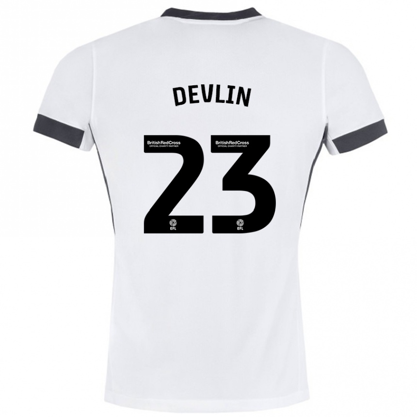 Niño Fútbol Camiseta Charlotte Devlin #23 Blanco Negro 2ª Equipación 2024/25