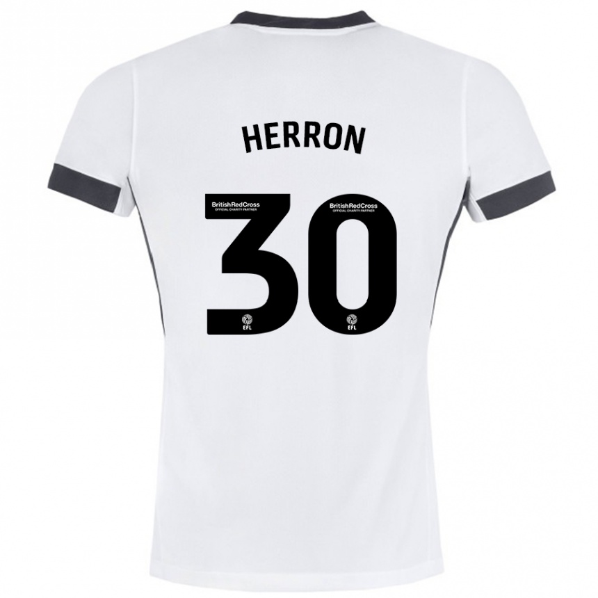 Niño Fútbol Camiseta Neve Herron #30 Blanco Negro 2ª Equipación 2024/25