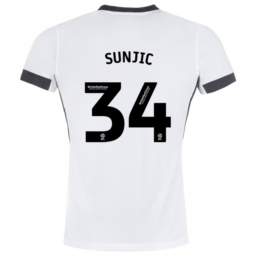 Niño Fútbol Camiseta Ivan Sunjic #34 Blanco Negro 2ª Equipación 2024/25