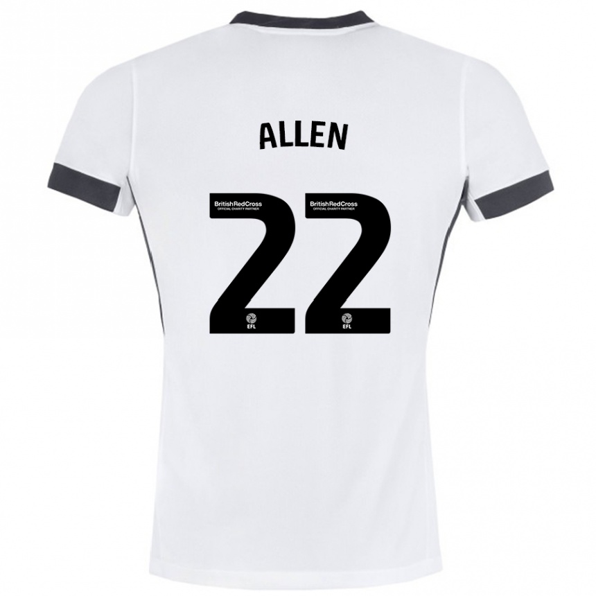 Niño Fútbol Camiseta Remi Allen #22 Blanco Negro 2ª Equipación 2024/25