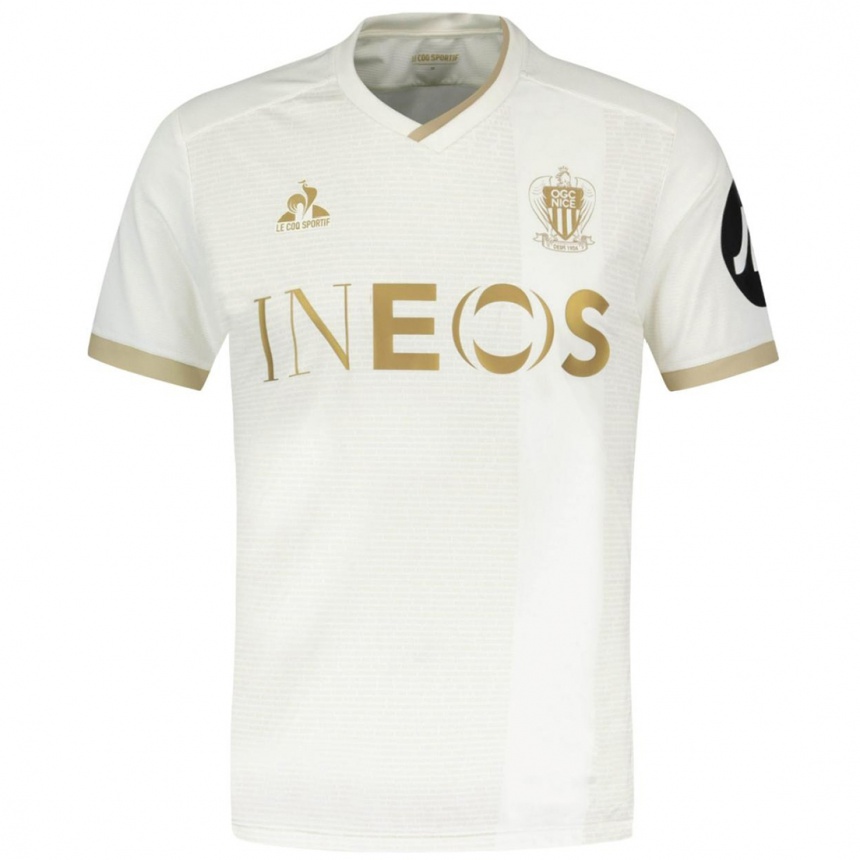 Niño Fútbol Camiseta Jonathan Clauss #92 Blanco Dorado 2ª Equipación 2024/25