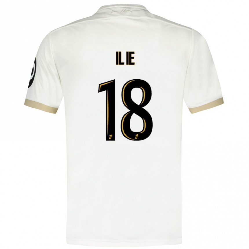 Niño Fútbol Camiseta Rareș Ilie #18 Blanco Dorado 2ª Equipación 2024/25