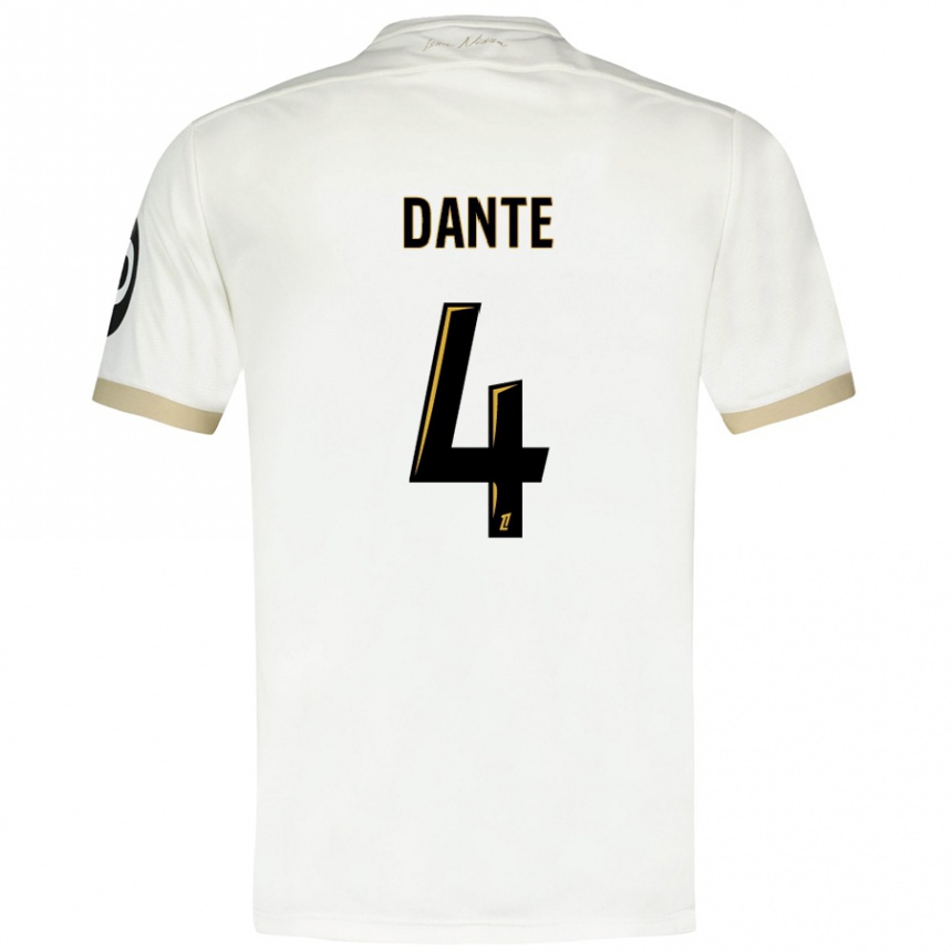 Niño Fútbol Camiseta Dante #4 Blanco Dorado 2ª Equipación 2024/25