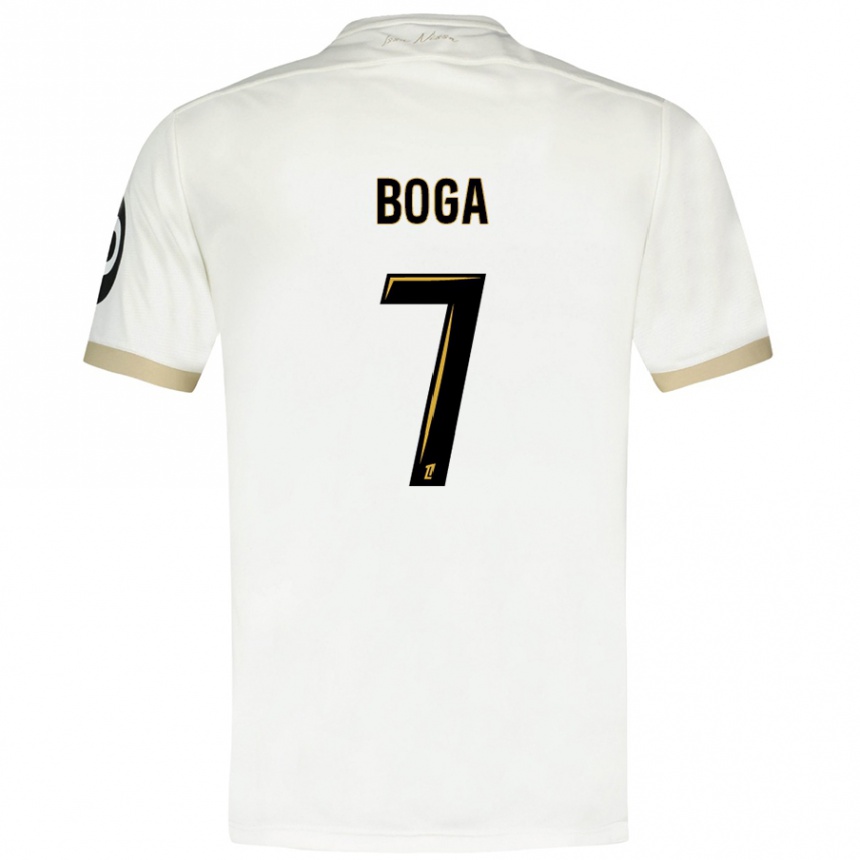 Niño Fútbol Camiseta Jérémie Boga #7 Blanco Dorado 2ª Equipación 2024/25