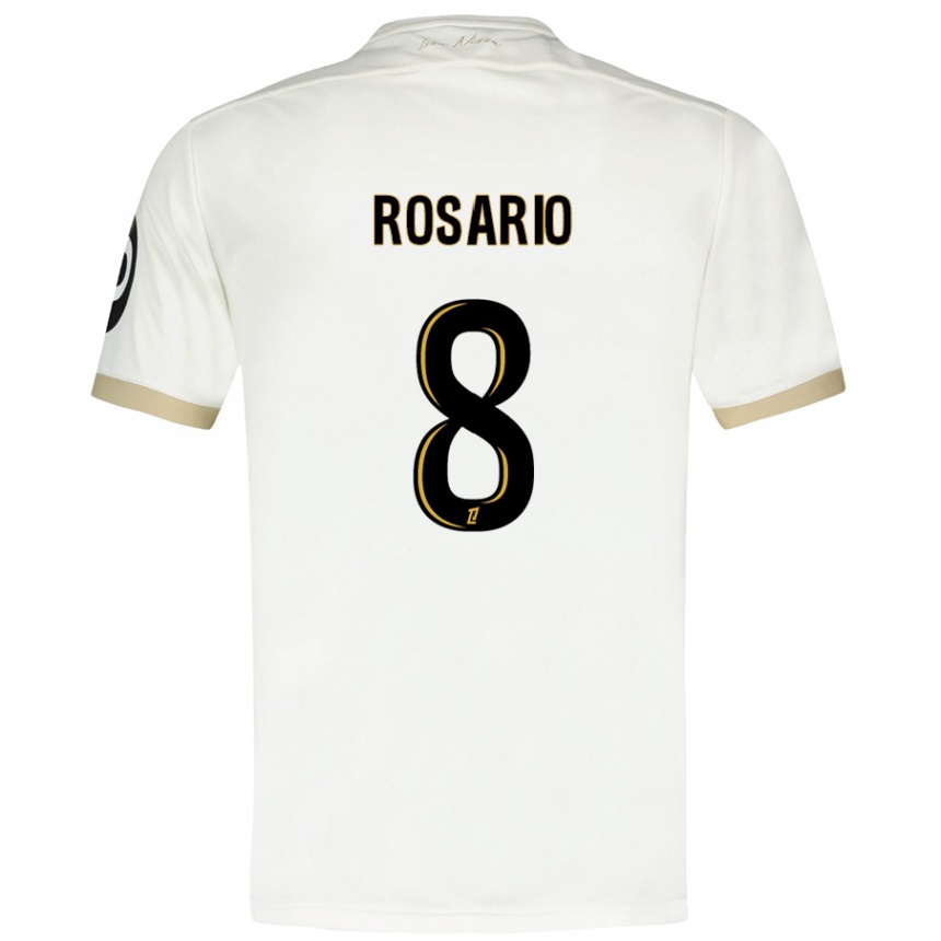 Niño Fútbol Camiseta Pablo Rosario #8 Blanco Dorado 2ª Equipación 2024/25