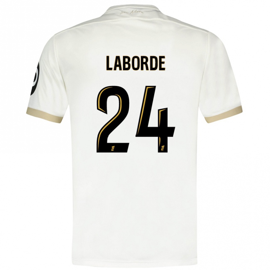 Niño Fútbol Camiseta Gaëtan Laborde #24 Blanco Dorado 2ª Equipación 2024/25