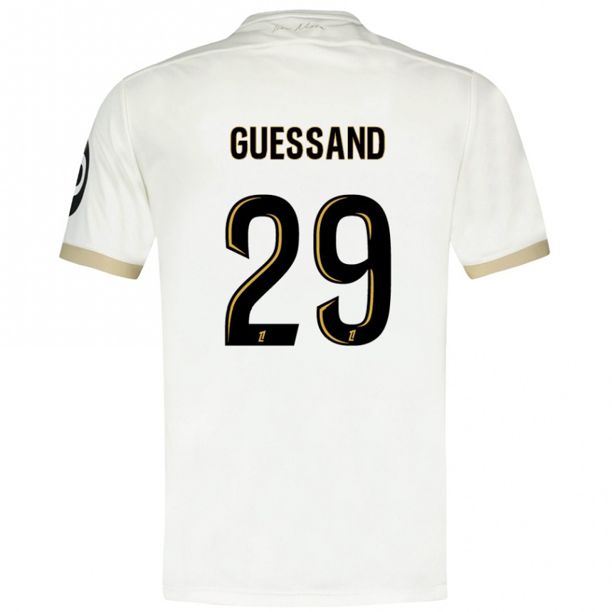 Niño Fútbol Camiseta Evann Guessand #29 Blanco Dorado 2ª Equipación 2024/25