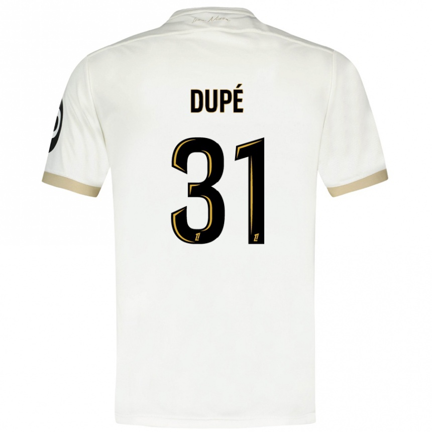 Niño Fútbol Camiseta Maxime Dupé #31 Blanco Dorado 2ª Equipación 2024/25