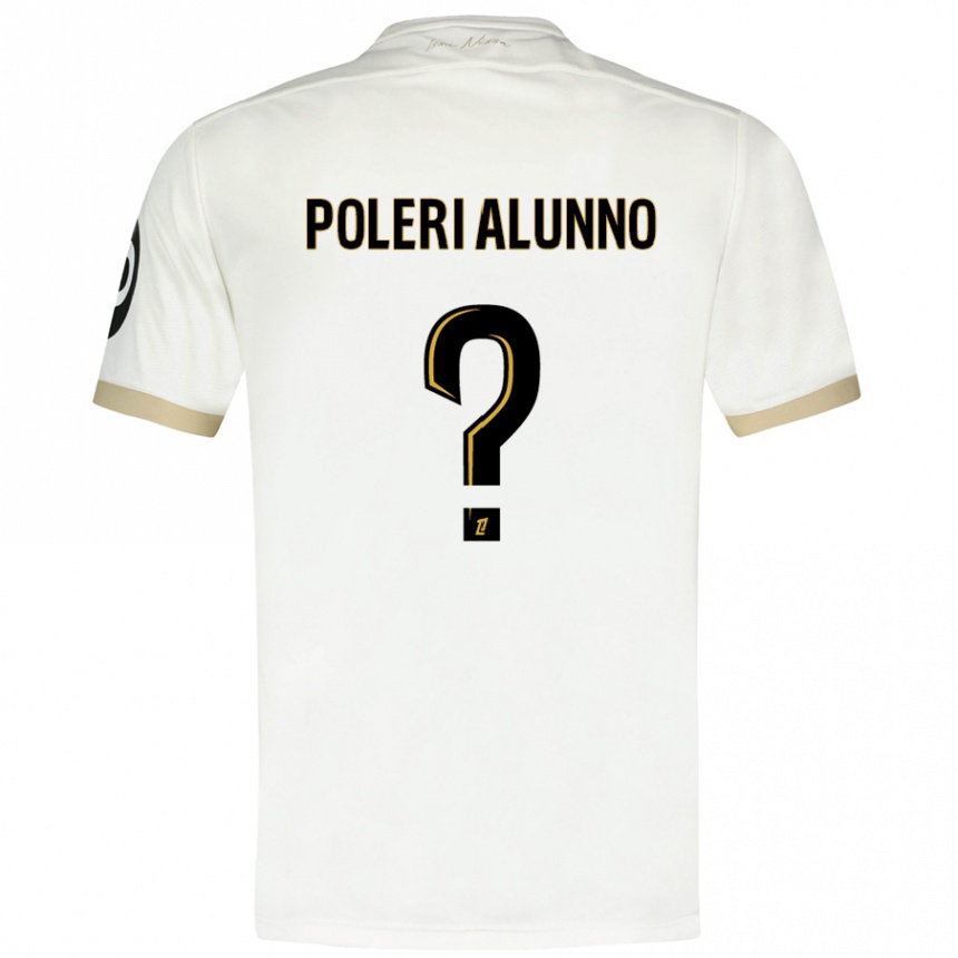 Niño Fútbol Camiseta Mathis Poleri Alunno #0 Blanco Dorado 2ª Equipación 2024/25