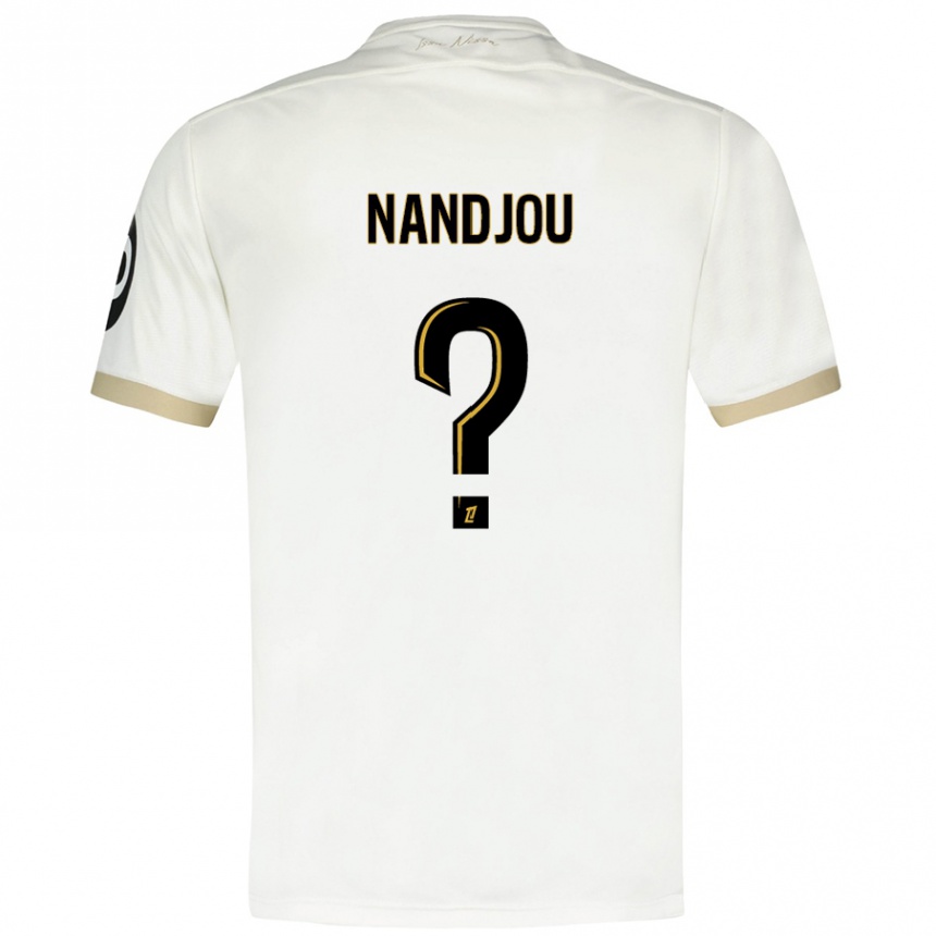 Niño Fútbol Camiseta Yaël Nandjou #0 Blanco Dorado 2ª Equipación 2024/25