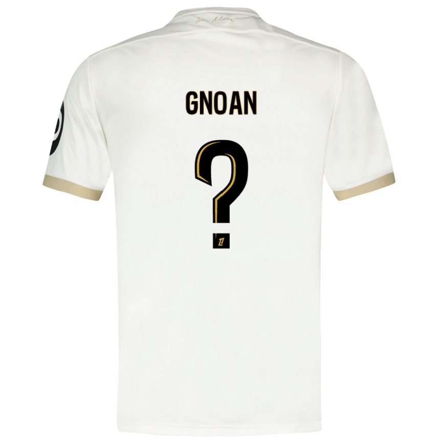 Niño Fútbol Camiseta Ebroni Gnoan #0 Blanco Dorado 2ª Equipación 2024/25