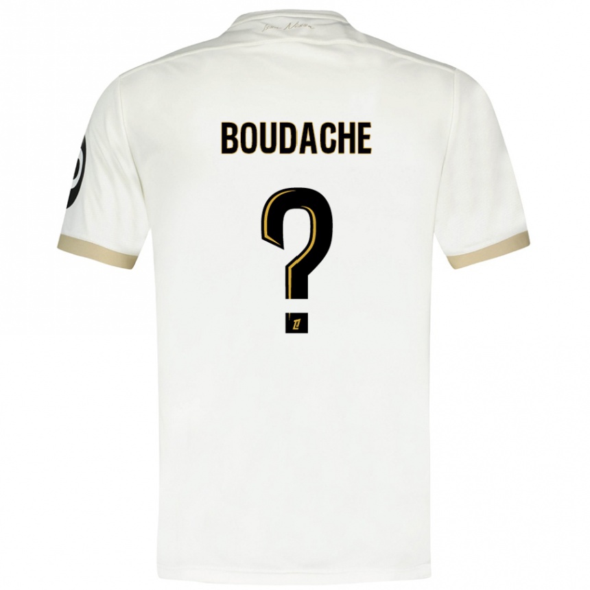 Niño Fútbol Camiseta Kaïl Boudache #0 Blanco Dorado 2ª Equipación 2024/25