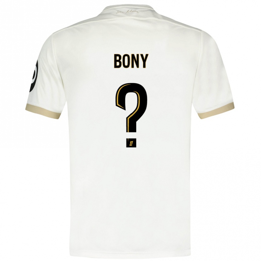 Niño Fútbol Camiseta Geoffroy Bony #0 Blanco Dorado 2ª Equipación 2024/25