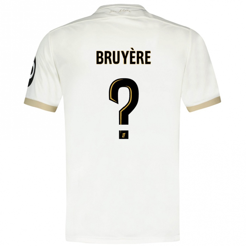 Niño Fútbol Camiseta Théo Bruyère #0 Blanco Dorado 2ª Equipación 2024/25