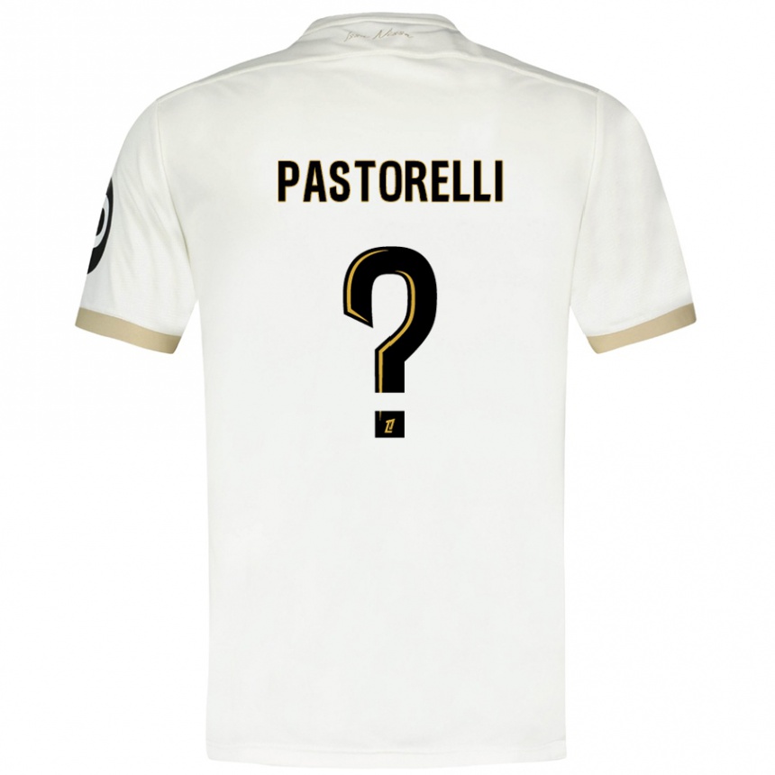 Niño Fútbol Camiseta Julien Pastorelli #0 Blanco Dorado 2ª Equipación 2024/25