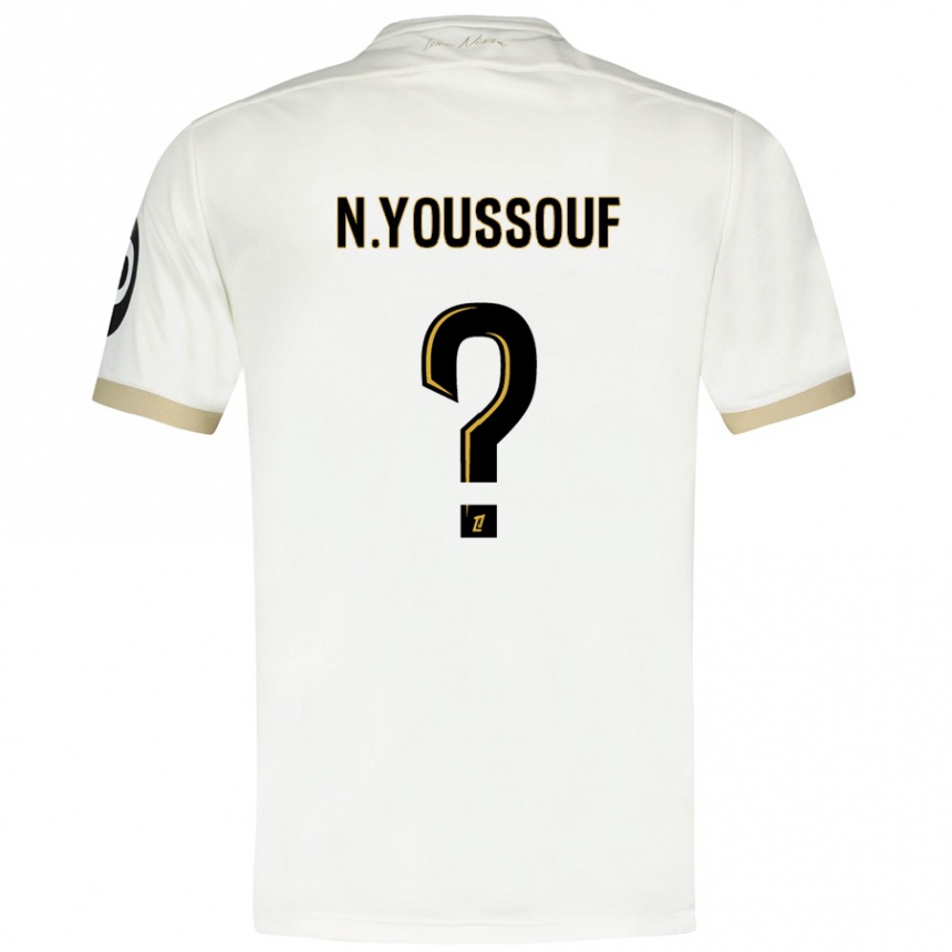 Niño Fútbol Camiseta Naké Youssouf #0 Blanco Dorado 2ª Equipación 2024/25